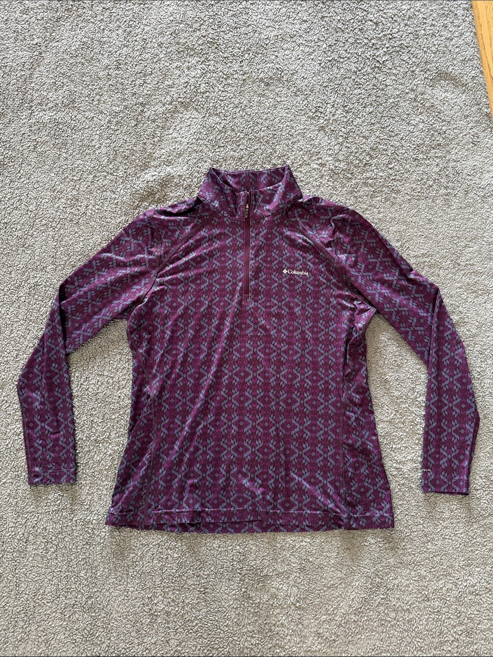 Columbia Women's Purple Geometric Long-Sleeve Half-Zip Pullover